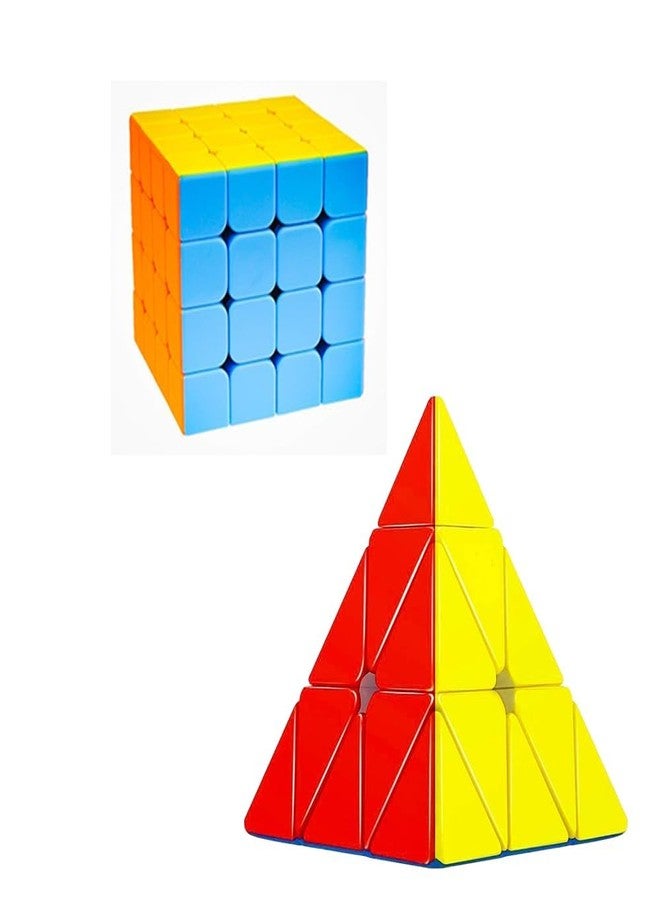 MKY 4x4 Speed Cube Stickerless 59mm Puzzle & Pyramid Speed Cube, 3x3 Stickerless Combo for Kids | Perfect Combo for Fun & Entertainment | Ideal Gift for Kids 3+ Years - Image 1